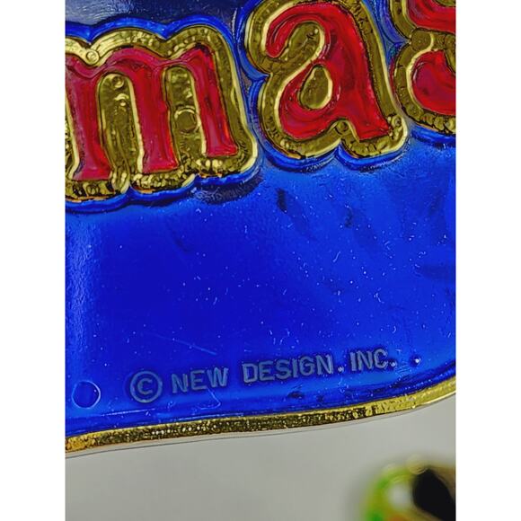 Christmas Sun Catcher Window Plaque 90s Plastic Large Stained Glass Style x7 Vtg - Picture 13 of 16